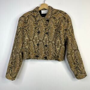 Pier 1 Passports Vintage 90s Cropped Tapestry Brocade Regency Jacket Womens L